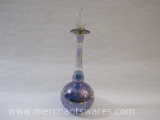 Vintage Egyptian Glass Perfume Bottle with Stopper, 2 oz