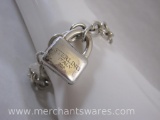 Sterling Silver Bracelet with Sterling Italy Lock Charm, 14.1 g total weight