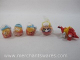 Five Vintage Toy Figures includes Brontotron Stegotron Dinotron, 3 Nerfuls Visor Guy, Weeble Wobble