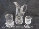 Indiana Glass Co King's Crown Pitcher, Goblet and Vase, 6 lbs 4 oz