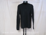 Denim and Company, D & Co. Essentials, Black Cable Knit Turtleneck Sweater, Size: Large, 14 oz