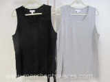 Two Susan Graver Style Scoop Neck Sweater Vest, X-Large, Black and Grey, 1 lb