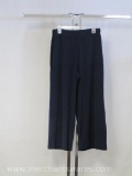 Susan Graver Navy Liquid Knit Wide Leg Pull-On Crop Pants, Medium, 1 lb