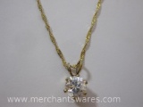 14K Gold Chain Necklace (1.5 g) with CZ Pendant