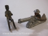 Two Metal Figures including Cast Iron African American Driver and Metal WWI Artillery Soldier 728