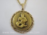Vintage Anson Pewter Aquarius Pendant and Necklace