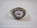 10K White Gold Ring with Amethyst Gemstone, Size 7, 2.2 g