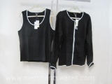 Grace Elements Black with Powder Blue Trim Stretch Tank (Large) with Cardigan (XL), new with tags, 1