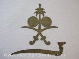 Two Vintage Brass Items including Letter Opener from India and Saudi Arabia Family Crest, 6 oz