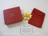KJL Gold Tone Flower Pin/Brooch in Original Box, 3 oz