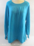 New Precious Fibers XL Turquoise Cashmere Sweater, 10 oz
