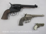 Three Cap Guns includes Hubley Rodeo, Mattel Fanner 50, and Derringer, made in Italy, 1 lb 4 oz