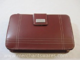 New Etienne Aigner Red Leather Wallet with Crossbody Strap, 12 oz