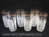 Set of Six 1960s Greek Cameo High Ball 12 oz Glasses, see pictures for condition AS IS, 4 lbs