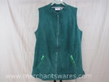 Quacker Factory Hunter Green Bling Zip Fleece Sweatshirt with Sequin Accent, 1 lb