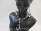 Lia Sophia Sterling Silver Teardrop Necklace and Earrings