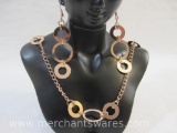 Park Lane Copper Tone Circles Extra Long Necklace and Earring Set