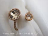 Touchstone Crystal by Swarovski Copper Tone Wrap Ring with Pink Crystals