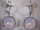 Touchstone Crystal by Swarovski Silver Tone Earrings with Beautiful Pink Crystals