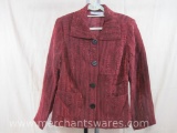Simonton Says by George Simonton Ruby Red Women's Button Front Jacket, Size: Medium, 12 oz