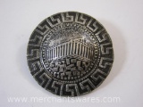 Silver Athens Greece Parthenon Pin, marked, 4.9 g