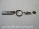 Goodyear Tire Blimp Tie Tack & Goodyear Key Chain