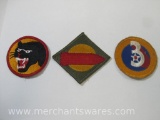 Three Vintage Military Patches including 66th Infantry Division Patch, Army 1st Coast Artillery