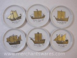 Set of Six Spanische Karavelle Ship Ceramic Coasters, 1 lb
