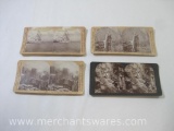 Four Vintage Stereograph Cards including Hunting, Ruins of Baltimore from the Continental Trust