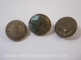 Three Vintage Buttons including POD Post Office Department, Post Civil War Pennsylvania Co Military