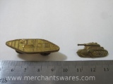 WWII Armored Tank Officer's Collar Insignia and USSR Tank Pin Emblem Badge
