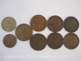 Assorted Foreign Coins from Great Britain and more including 1956 Half Penny, 1985 Two Pence and