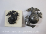 Two US Marines Insignia including EPMC Garrison Cap Insignia and Enlisted USMC Visor Hat Insignia