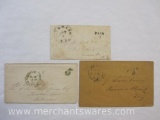 Stampless Covers from Wyoming N.Y, Wilmington Delaware and Granville N.Y.