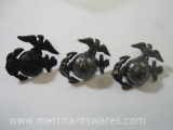 Three US Marine Corps Visor/Cap EGA Insignia, WWII Era and more
