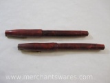 Two Red Stratford Silver Palladium Nib Fountain Pens