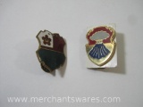 Two US Army Pins including 13th Engineer Battalion Unit DI Crest Insignia and DI Armor Regiment Pin