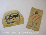 Two Vintage Advertising Sewing/Needle Kits from Acme Super Markets and Atlantic Heating Oils, 3 oz