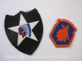 Two US Army Indian Head Patches including 2nd Infantry Patch and Iroquois 98th Infantry Division