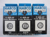 Three Boxes of Harco Blue Ribbon U-Do-It Coin Holders: Nickel, Quarter, and Cent Sizes, 9 oz