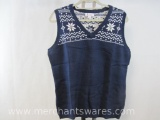 Demin and Company, D&CO, Large Navy/White Nordic Design Knit Sweater Vest, 5oz