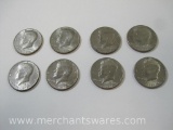 Eight US Bicentennial 1976-D Kennedy Half Dollar Coins