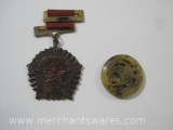 Two Chinese Items including 1950s Orden Chinese Medal and Artisan Carved Chinese Eagle Foo Dragon
