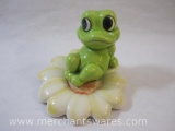 Vintage Lefton Ceramic Frog on Lily Pad Figure, 1989, 2 oz