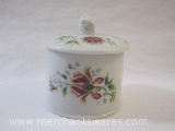 Vintage Limoges France Ceramic Vanity Jar with Flower Design, 8 oz