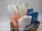 Gift Bags, Pink with Twine Handles, Blue Open Top, with White and Silver Tissue Paper