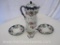 Cobalt Blue and Gold Bone China Cherry Blossom Chocolate/Teapot Cup and Saucers