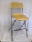 Metal Folding Stool with Blonde Wood Seat and Back