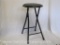 Black Metal Folding Stool with Padded Vinyl Seat