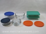 Pyrex and Anchor Hocking Microwave Safe Storage Bowls, Some with Lids as Pictured